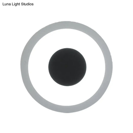 Modern Led Circle Sconce: White & Black Wall Mounted Lamp For Living Room