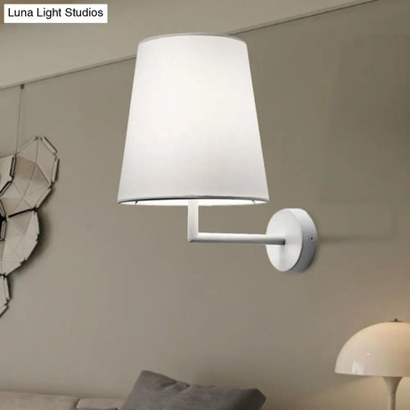 Modern Led Cone Wall-Mounted Fabric Sconce Light In Black/White For Living Room