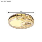 Modern Led Crystal Bedroom Ceiling Light Fixture In Stainless - Steel - Ring Clear Cut