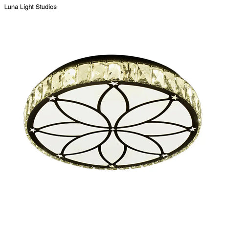 Modern Led Crystal Block Ceiling Light With Bloom Pattern In White