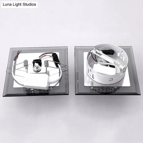 Modern Led Crystal Block Flush Ceiling Light Fixture - Small Corridor