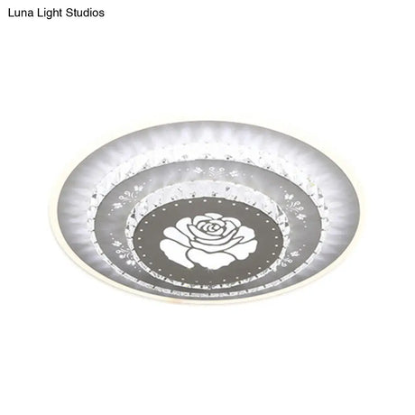 Modern Led Crystal Block Flush Mount Light Fixture With Rhombus/Cobble/Loving Heart Patterns In