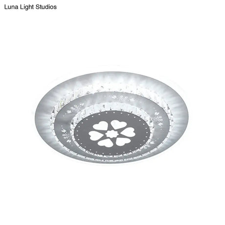 Modern Led Crystal Block Flush Mount Light Fixture With Rhombus/Cobble/Loving Heart Patterns In