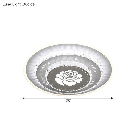 Modern Led Crystal Block Flush Mount Light Fixture With Rhombus/Cobble/Loving Heart Patterns In