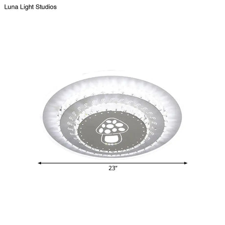 Modern Led Crystal Block Flush Mount Light Fixture With Rhombus/Cobble/Loving Heart Patterns In