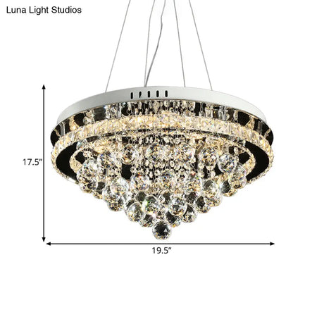 Modern Led Crystal Cone Chandelier – Chrome Downlight Pendant For Sitting Room