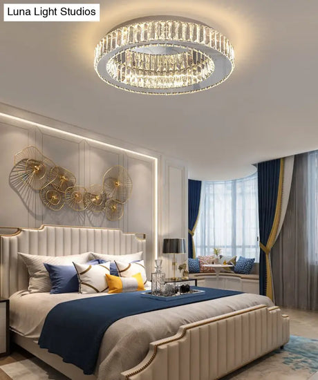 Modern Led Crystal Flush Mount Ceiling Lamp For Bedroom