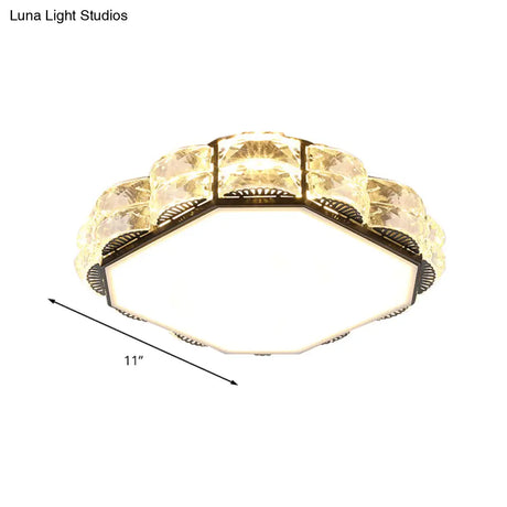 Modern Led Crystal Flush Mount Spotlight In Black/White - Round/Square Corridor Lighting