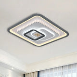 Modern Led Crystal Flushmount Ceiling Lamp - Black & White Square Design For Sleeping Room Black -