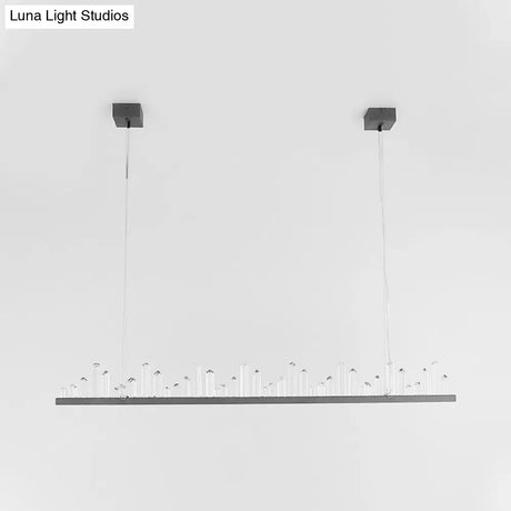 Modern Led Crystal Pendant Ceiling Light In Black For Dining Room