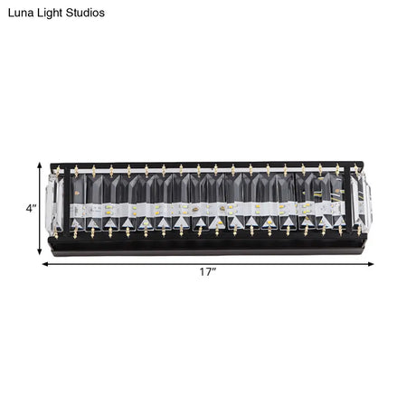 Modern Led Crystal Rectangular Sconce: Black Wall Mounted Bedside Lighting