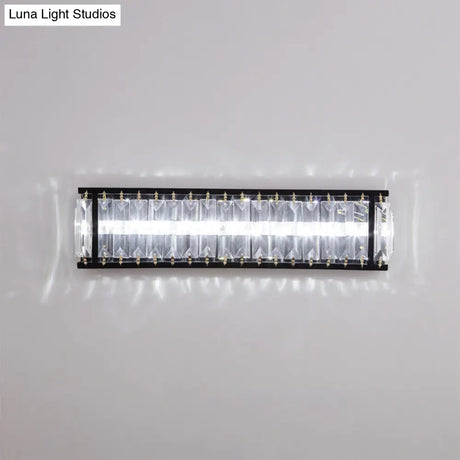 Modern Led Crystal Rectangular Sconce: Black Wall Mounted Bedside Lighting