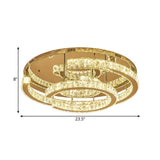 Modern Led Crystal Semi-Flush Ceiling Light In Warm/White 19.5/23.5 Diameter