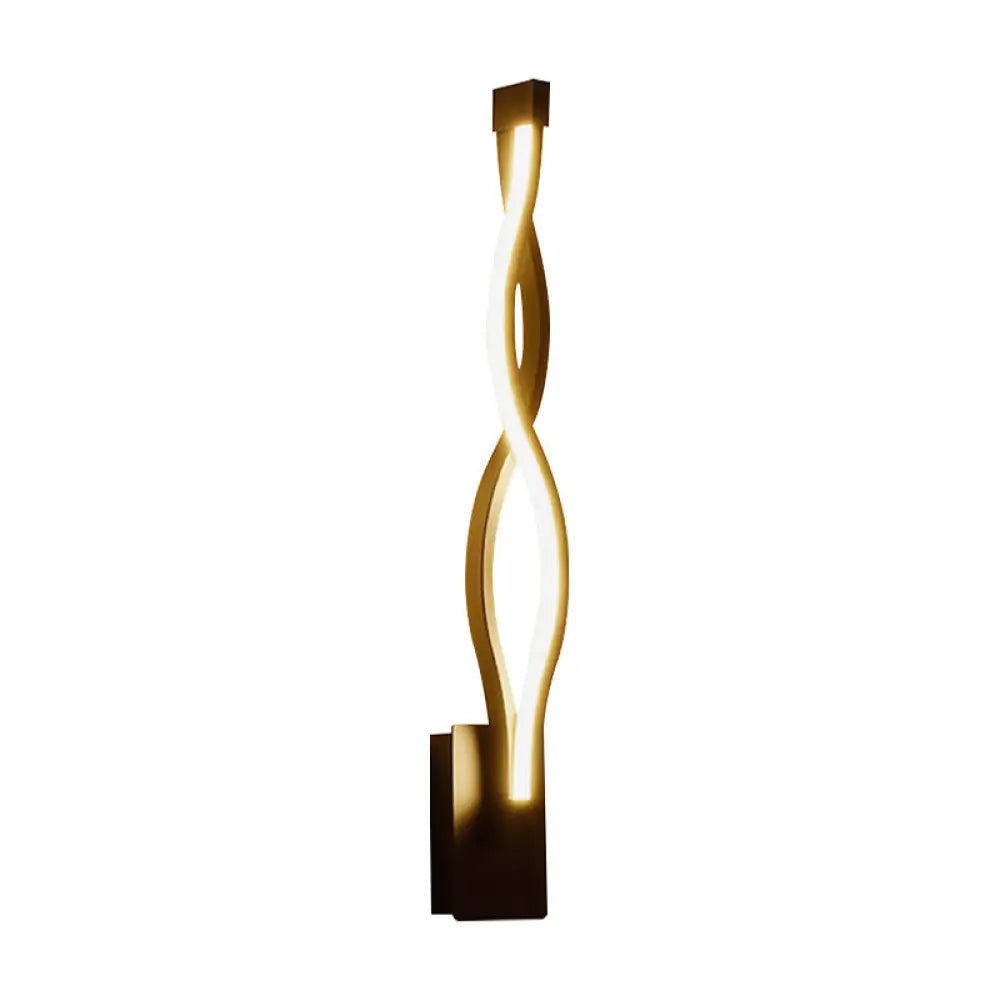 Modern Led Curvy Wall Sconce Light Black/White Acrylic Shade Warm/White