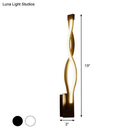 Modern Led Curvy Wall Sconce Light Black/White Acrylic Shade Warm/White