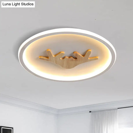 Modern Led Deer Flush Mount Acrylic Ceiling Light For Bedroom - Grey/White/Green