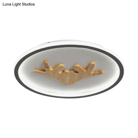 Modern Led Deer Flush Mount Acrylic Ceiling Light For Bedroom - Grey/White/Green