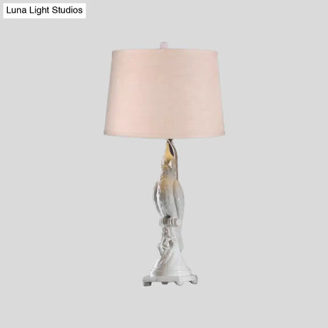 Modern Led Desk Lamp With Green/White Cone Shade - Small Bird Base