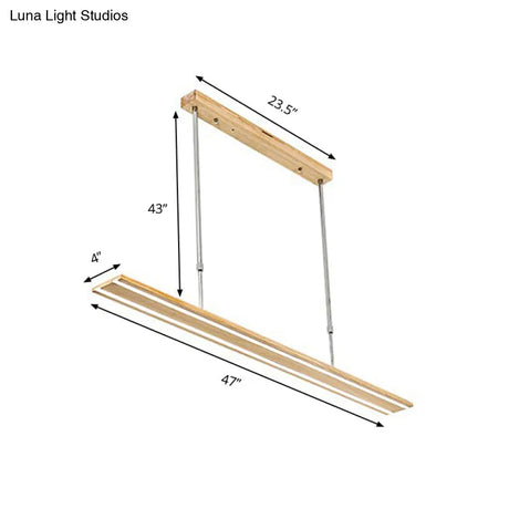 Modern Led Drop Pendant With Wood Shade - 1-Light Linear Ceiling Light Fixture