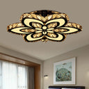 Modern Led Floral Crystal Ceiling Light For Bedroom - Clear/Amber Semi Flush Mount Amber