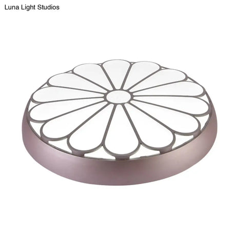 Modern Led Floral Metal Flush Mount Ceiling Lamp For Bedroom Lighting