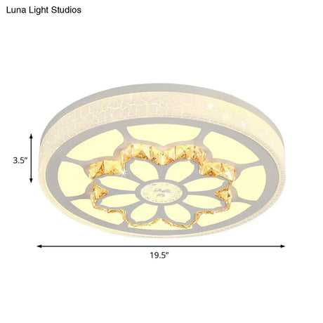 Modern Led Flower Ceiling Light With Color Options And Crystal Accents - Brown/White
