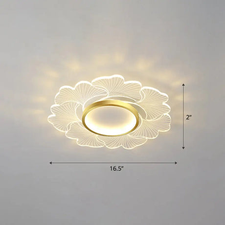 Modern Led Flower Ceiling Mount Light Fixture For Bedroom - Acrylic Flush Gold / 16.5’ Third Gear