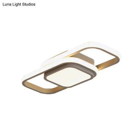 Modern Led Flush Ceiling Lamp In Black/Grey With Glow Frame - 16/23.5 - Inch Wide Warm/White Light