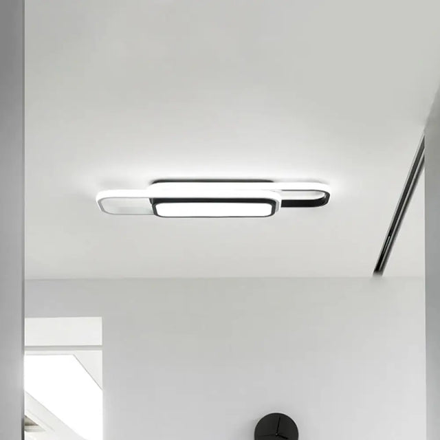 Modern Led Flush Ceiling Lamp In Black/Grey With Glow Frame - 16/23.5-Inch Wide Warm/White Light