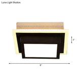 Modern Led Flush Ceiling Lamp In Black/White - Round Square Or Triangle Acrylic Design For Corridor