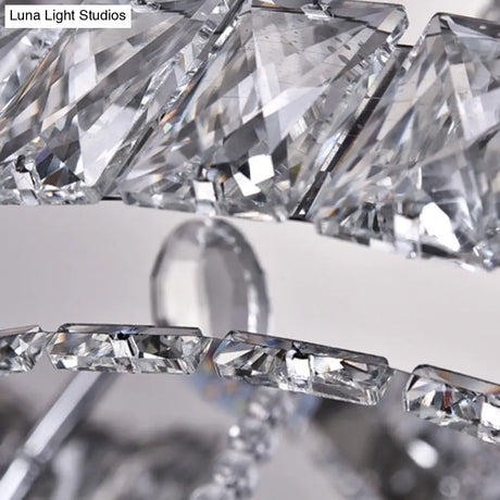 Modern Led Flush Ceiling Light: Floral - Like Crystal Mount In Chrome For Living Room -