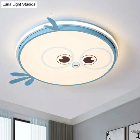 Modern Led Flush Ceiling Light For Kid’s Room With Colorful Chick Face Design