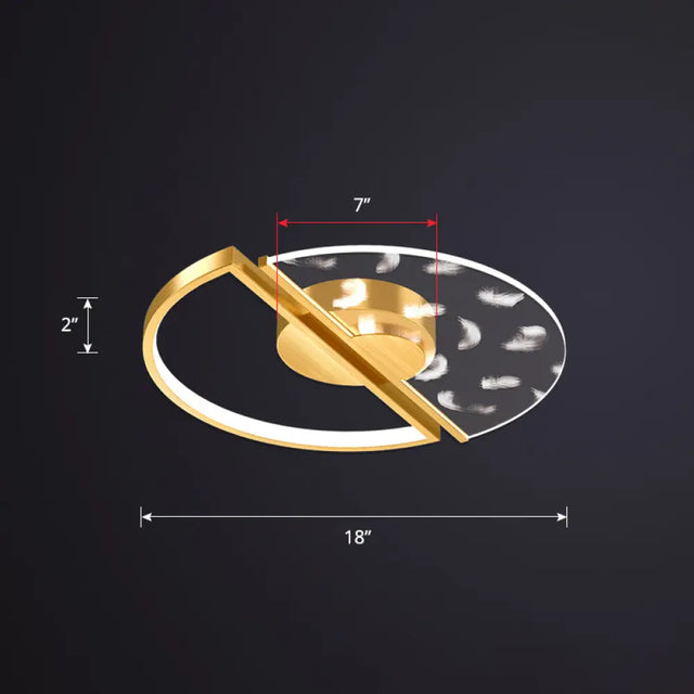 Modern Led Flush Ceiling Light With Acrylic Cover - Round Shape Gold / 18 Natural