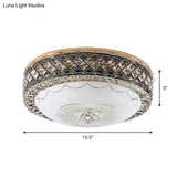 Modern Led Flush Crystal Ceiling Fixture In Black For Bedroom