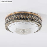 Modern Led Flush Crystal Ceiling Fixture In Black For Bedroom