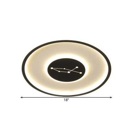 Modern Led Flush Mount Ceiling Lamp - Sleek Acrylic Design With Adjustable Light Color Black Finish