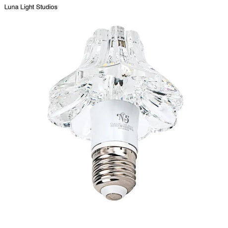 Modern Led Flush Mount Ceiling Light For Porch - Morning Glory Clear Crystal Design