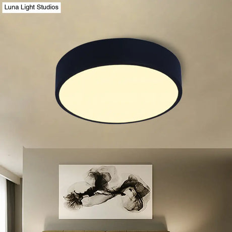 Modern Led Flush Mount Ceiling Light In Pink/Black/White With Acrylic Shade - 12’/16’ Diameter