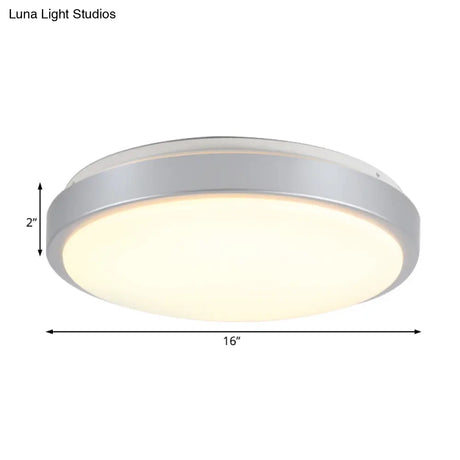 Modern Led Flush Mount Ceiling Light In Silver With Acrylic Shade Available 3 Sizes And Warm/White