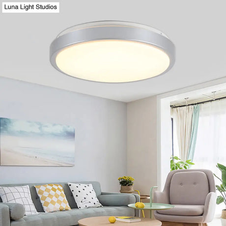 Modern Led Flush Mount Ceiling Light In Silver With Acrylic Shade Available 3 Sizes And Warm/White