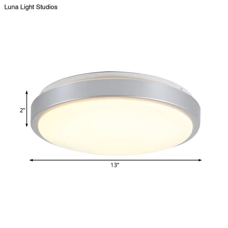 Modern Led Flush Mount Ceiling Light In Silver With Acrylic Shade Available 3 Sizes And Warm/White