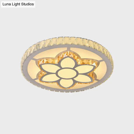 Modern Led Flush Mount Ceiling Light With Clear Crystal Design For Bedroom