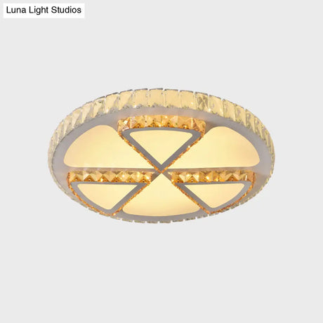 Modern Led Flush Mount Ceiling Light With Clear Crystal Design For Bedroom