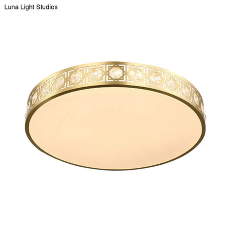 Modern Led Flush Mount Crystal Ceiling Lamp For Bedroom - 3 Sizes Available