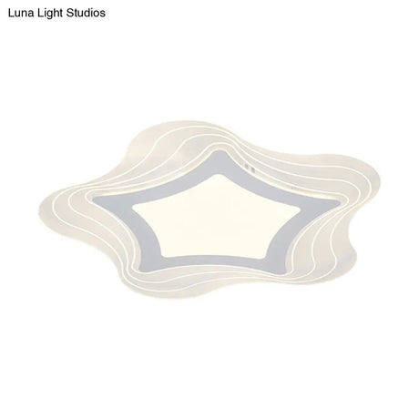 Modern Led Flush Mount Lamp - Acrylic Star/Pentagon Design In White/Warm Light