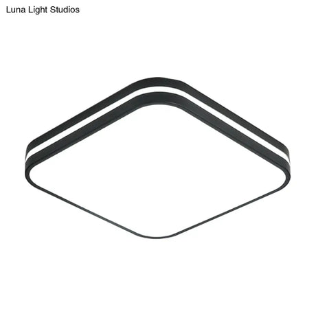 Modern Led Flush Mount Lamp – Black Square/Rectangle Acrylic Fixture In White Light