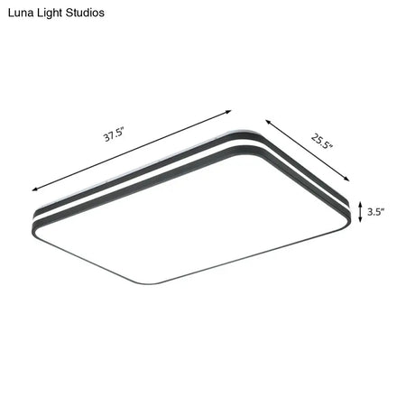 Modern Led Flush Mount Lamp – Black Square/Rectangle Acrylic Fixture In White Light