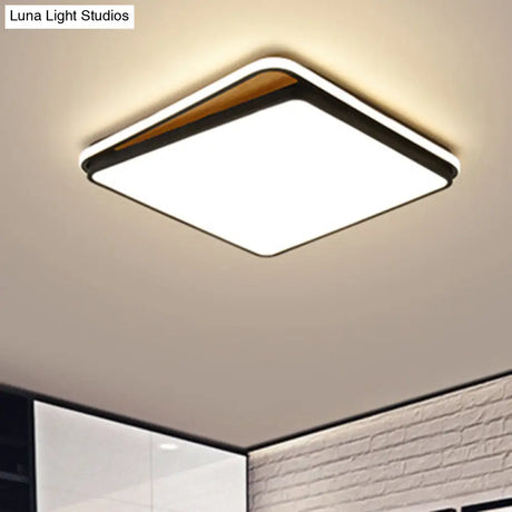 Modern Led Flush Mount Lighting Fixture - Brick Metal Design In White/Black Available White Or Warm