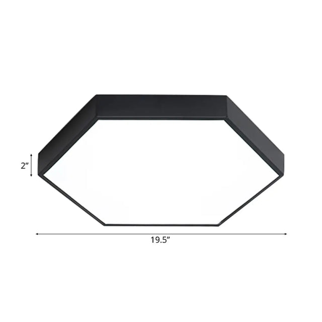 Modern Led Flush Mount With Metal Shade - Hexagon Design In Gray/Yellow/Blue White/Warm Light
