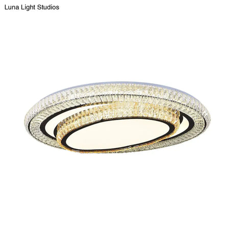 Modern Led Flushmount Crystal Ceiling Light With Black Finish